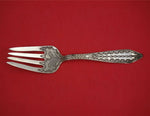 Mexican Sterling Silver Cold Meat Fork Handwrought Chased Feather Pattern 9 1/4"