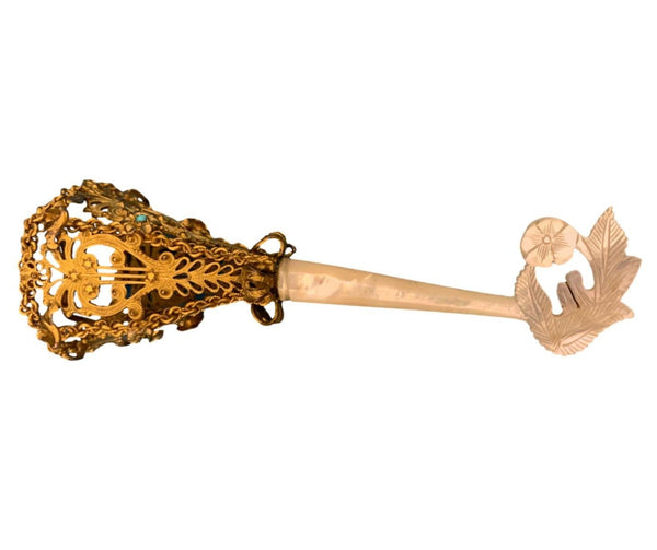 Gilt Bronze Tussie Mussie Posey Posy Holder with Turquoise (#J1329)