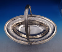 English Georgian Sterling Silver Fruit Bowl Basket Swing Handle Emes 1802 #7440