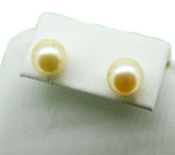 14k Yellow Gold 9mm Peach Freshwater Pearl Post Stud Earrings (#J4565)