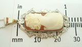 14K Gold Genuine Natural Shell Cameo Pendant with Fancy Border (#C2195)