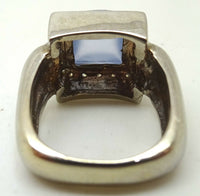 Modern 14k Gold Square Genuine Natural Chalcedony Ring with Diamonds (#J3603)