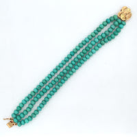 14k Gold 6mm Genuine Natural Campitos Turquoise Bracelet Pansy Clasp (#J6125)