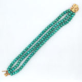 14k Gold 6mm Genuine Natural Campitos Turquoise Bracelet Pansy Clasp (#J6125)