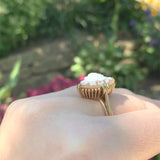10k Yellow Gold Genuine Natural Shell Cameo Ring Carved with a Rose (#J6216)