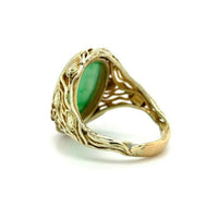 14k Yellow Gold Arts and Crafts Jade Ring Handmade (#J5447)