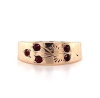 10k Rose Gold Victorian Genuine Natural Garnet Band Ring (#J5668)