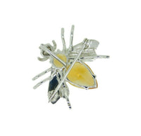 14k White Gold Bee Fly Insect Genuine Natural Citrine Pin Pendant (#J4557)