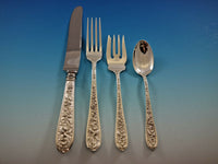 Corsage by Stieff Sterling Silver Flatware Set Service 30 pieces Repousse Floral