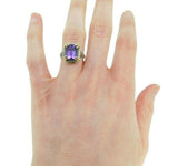 14k White Gold Filigree Amethyst Seed Pearl Ring (#J4691)