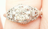 18K Gold European Cut .56ct Genuine Natural Diamond Filigree Ring (#C2360)