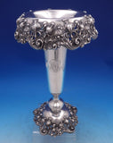 Floral by Unknown Sterling Silver Vase with Fuschia Flowers #185 12 1/4" (#6999)