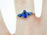 14K Gold Ring with Large 1.03ct Pear Shaped Genuine Natural Sapphire (#J555)