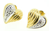 14k Yellow and White Gold Heart Stud Earrings Jewelry (#J4441)
