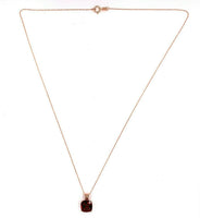 14k Rose Gold 3.83 Carat Cushion Genuine Natural Garnet Pendant (#J5578)