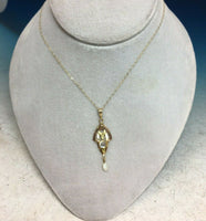 10k Yellow Gold Blue Flash Moonstone Lavaliere Pendant (#J5314)