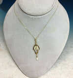 10k Yellow Gold Blue Flash Moonstone Lavaliere Pendant (#J5314)