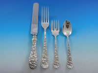 Rose by Stieff Sterling Silver Flatware Set Service 30 pieces Repousse Dinner