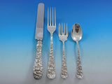 Rose by Stieff Sterling Silver Flatware Set Service 30 pieces Repousse Dinner