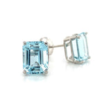 Platinum 4.96ct Genuine Natural Aquamarine Stud Earrings Jewelry (#J5698)