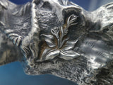 Elkington Sterling Silver Plateau Round Heavy with Wood Base Floral (#6616)