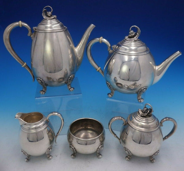 Spring Glory By International #C360 5 Piece Sterling Silver Tea Set (#4113)