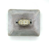 14k White Gold Filigree Genuine Natural Three Diamond Ring w/Platinum Top #J5351