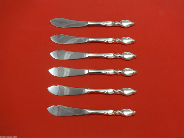 Silver Swirl by Wallace Sterling Silver Trout Knife Set 6pc. HHWS  Custom 7 1/2"