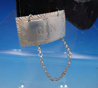 Williamsburg Shell by Stieff Sterling Silver Decanter Label "GIN" (#4357)