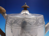 Georgian John Touliet English Sterling Silver Tea Pot Wood Handle (#4081)