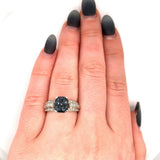 14k White Gold Cushion Cut 2.92 Carat Genuine Natural Grey Spinel Ring (#J5522)