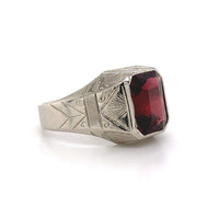 14k White Gold 2.63ct Deep Red Genuine Natural Garnet Men's Ring (#J5769)