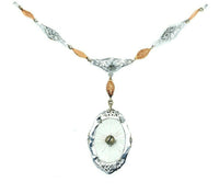 10k Tri-Color Gold Genuine Natural Rock Crystal Quartz Necklace (#J5363)
