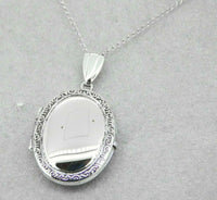 14k White Gold Oval Locket with Decorative Border (#J5081)