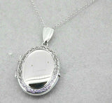 14k White Gold Oval Locket with Decorative Border (#J5081)