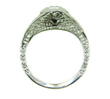 Art Deco 18k White Gold Filigree .25ct Genuine Natural Diamond Ring (#J4643)