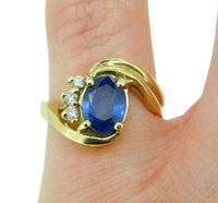 14k Yellow Gold 1.92ct Genuine Natural Sapphire and Diamond Ring (#J547)