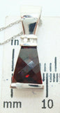 14K Gold Triangular Genuine Natural Garnet Pendant with Diamonds (#J2425)