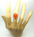 10k Gold Checkerboard Cut Genuine Natural Carnelian Ring (#J1777)