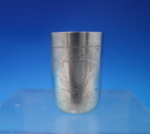 Polish Sterling Silver Kiddush Cup with Engraved Crest 2" x 1 3/8" (#6850-2)