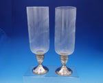 Duchin Creations Sterling Silver Pair of Candlesticks w/ Hurricane Glass (#3622)