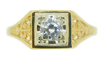 14k Yellow Gold Filigree .34ct Genuine Natural Diamond Ring (#J4131)