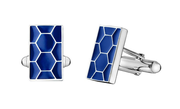 Code Royale Christofle Sterling Silver Cufflinks Blue Enamel Geometric New