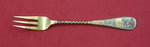 Russian Sterling Silver Cocktail Fork 3-tine vermeil engraved both side  4 5/8"