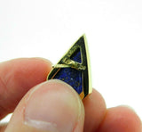 14k Gold Intarsia Stud Earrings with Genuine Natural Opal Lapis Inlay (#J5073)