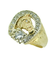 10k Yellow Gold Horse and Horseshoe .35ct Genuine Natural Diamond Ring (#J4525)