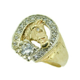 10k Yellow Gold Horse and Horseshoe .35ct Genuine Natural Diamond Ring (#J4525)