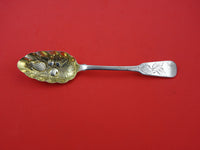 Irish by Neville Sterling Silver Berry Spoon GW Chased Fruit Dublin 1824 Leaves