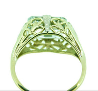 Art Deco 14k Yellow Gold Filigree 2.72ct Genuine Natural Aquamarine Ring #J4521