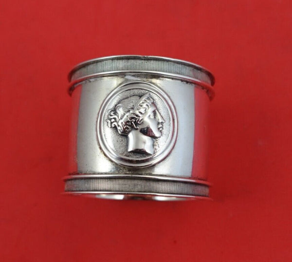 Medallion by Unknown Sterling Silver Napkin Ring w/Vertical Lines Female Figure